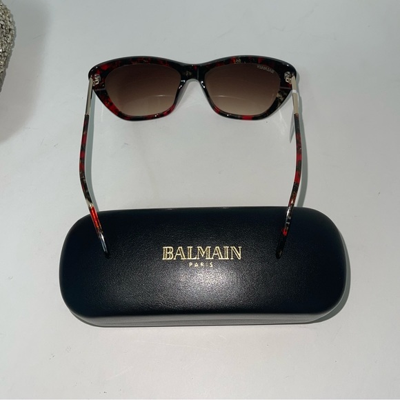 Balmain 56mm Modified Cat Eye Sunglasses In Red & Brown Red- Comes W/ Case NWT - Picture 5 of 15